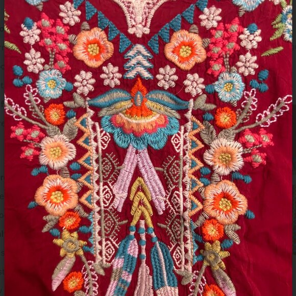 Johnny Was Red Embroidered Top, Size S - Picture 3 of 5